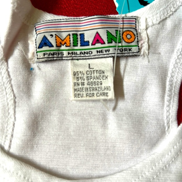 ☀️☀️ A’Milano Spandex White Cut Off T-shirt “NEW” ☀️☀️ - Picture 2 of 3